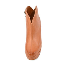 Black Platform Booties Hand-Brushed Leather - Tan - Thumbnail 20 | U08 Josie
