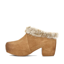 Fur Lined Clogs Suede Platform Fur Collar - Taupe - Thumbnail 2 | U17 June
