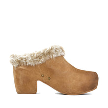 Fur Lined Clogs Suede Platform Fur Collar - Taupe - Thumbnail 3 | U17 June

