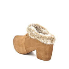 Fur Lined Clogs Suede Platform Fur Collar - Taupe - Thumbnail 5 | U17 June
