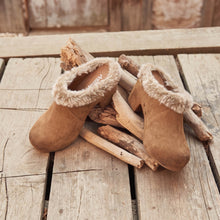 Fur Lined Clogs Suede Platform Fur Collar - Taupe - Thumbnail 7 | U17 June
