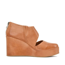 Closed Toe Wedge Shoes Crossover Strap Leather - Taupe - Thumbnail 3 | U37 True
