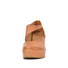Closed Toe Wedge Shoes Crossover Strap Leather - Taupe - Thumbnail 4 | U37 True
