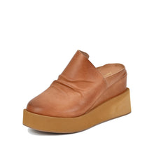 Chunky Mules Ruched Leather Platform Sole - Tan - Thumbnail 8 | U65 Tatum
