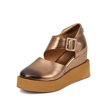Metallic Platform Clogs Bronze Buckle Strap - Bronze - Thumbnail 1 | U66 Teagan
