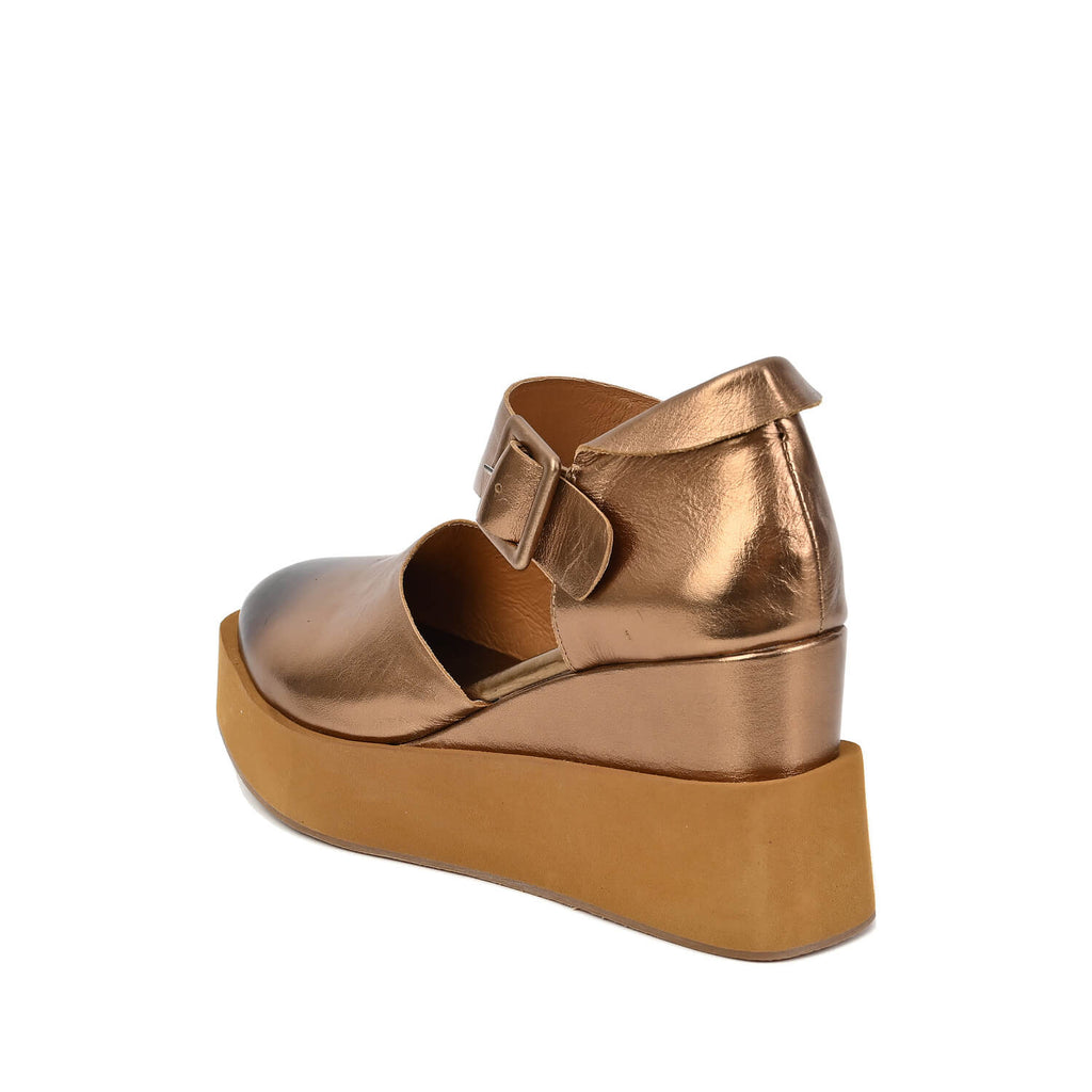 Metallic Platform Clogs Bronze Buckle Strap - Bronze - View 5 | U66 Teagan
