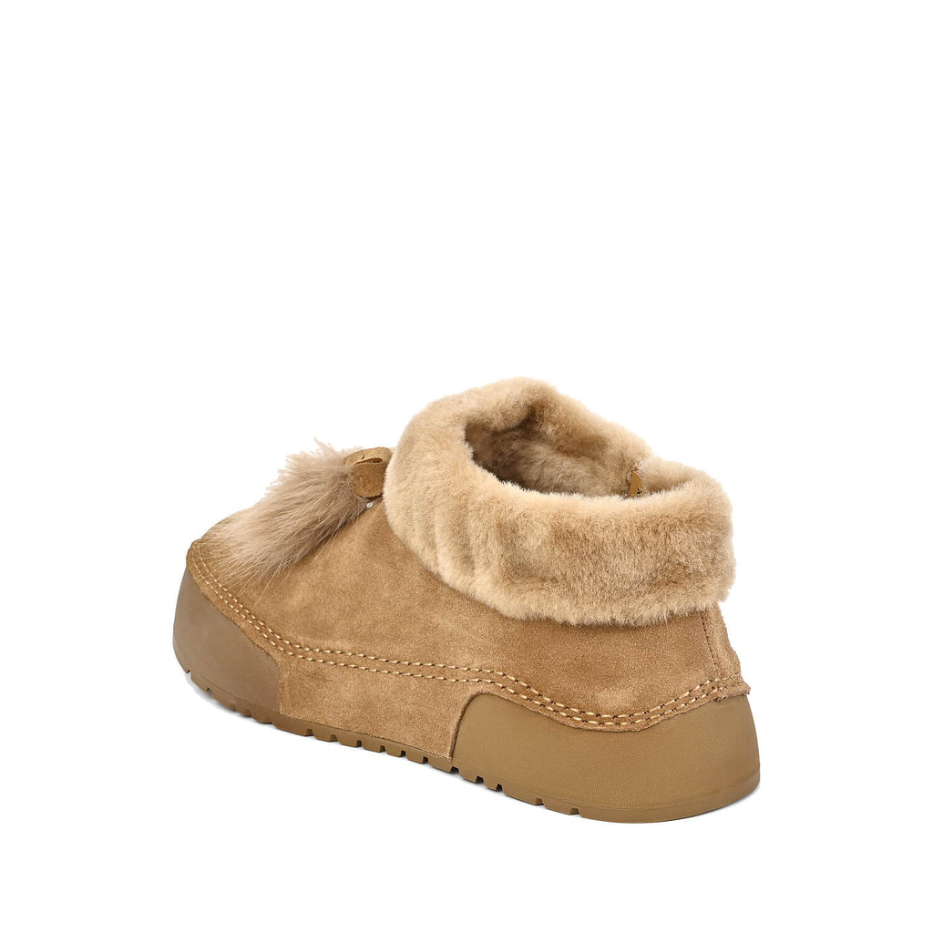 Shearling Ankle Booties Suede Fur Collar - Taupe - View 12 | X02 Penny