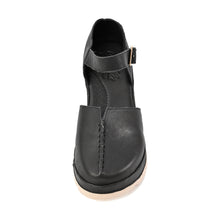 Black Clogs with Ankle Strap Platform Sole - Black - Thumbnail 6 | X71 Mode
