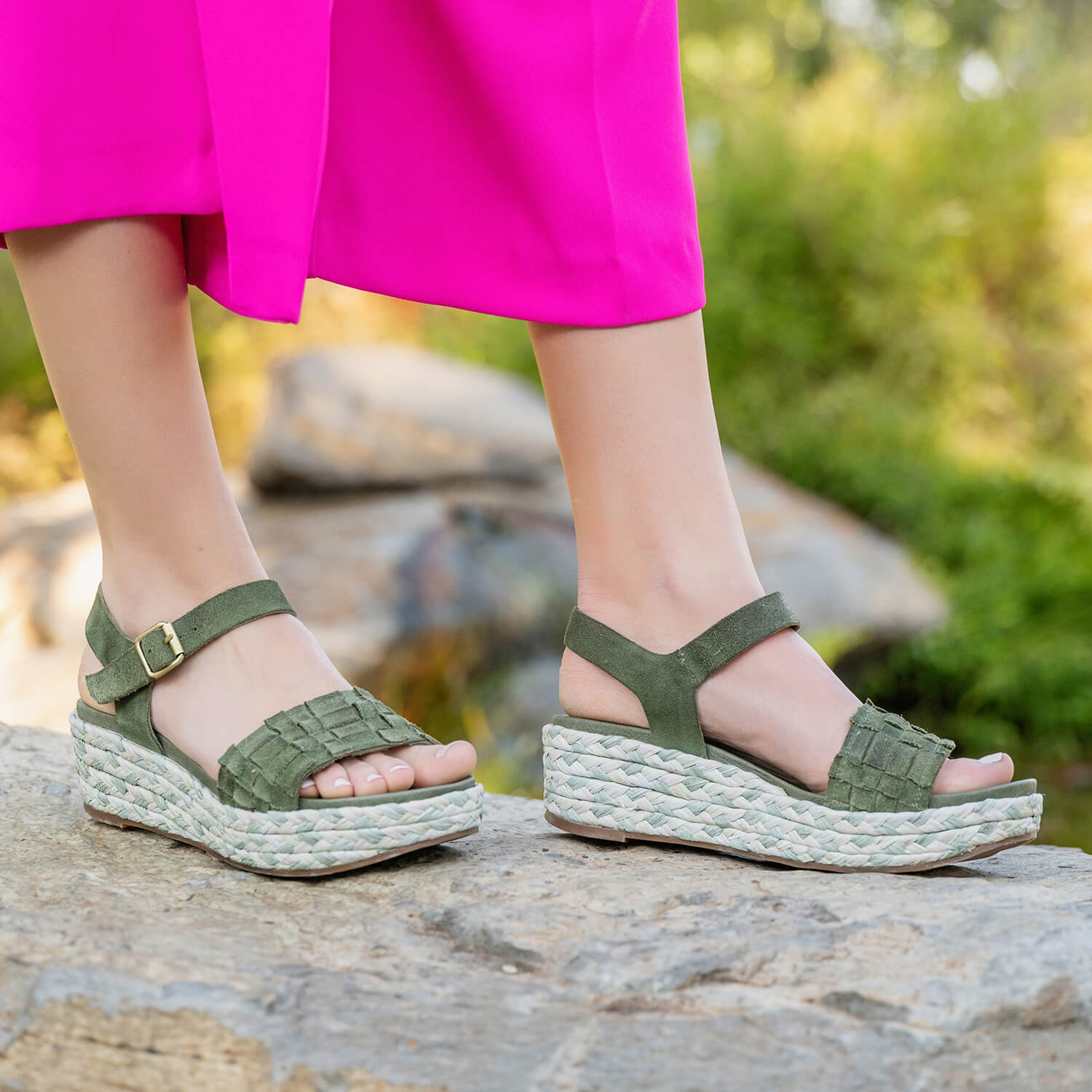 roughlow ラフロウ　HIGH WAIST WIDESALOPETTE Platform Sandals - C28 Harlow – Antelope