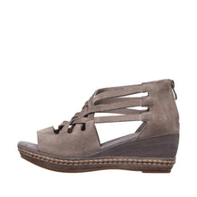 Load image into Gallery viewer, Light Grey Multi-strap Suede Slingback Wedges
