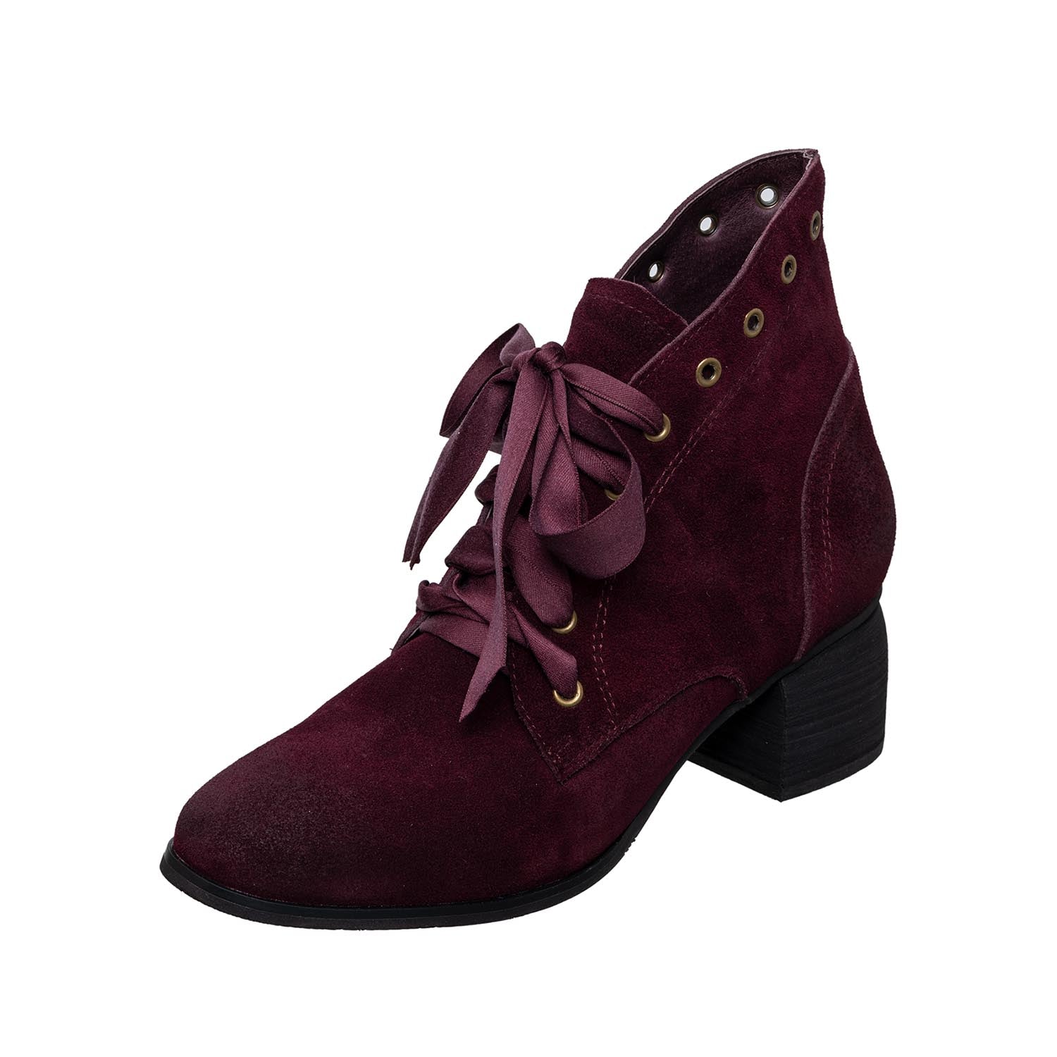 Best Suede Lace Ankle Boot Block Heel