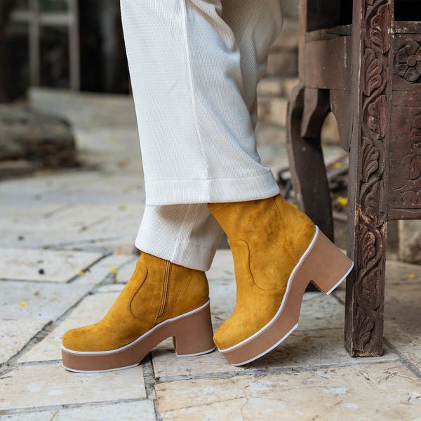 Designer Suede Platform Ankle Booties - Made By Antelope