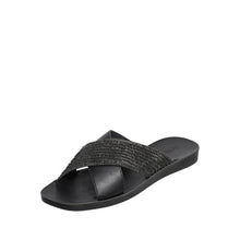 Load image into Gallery viewer, Women&#39;s Leather Flat Sandals - S03 Yasmine Black
