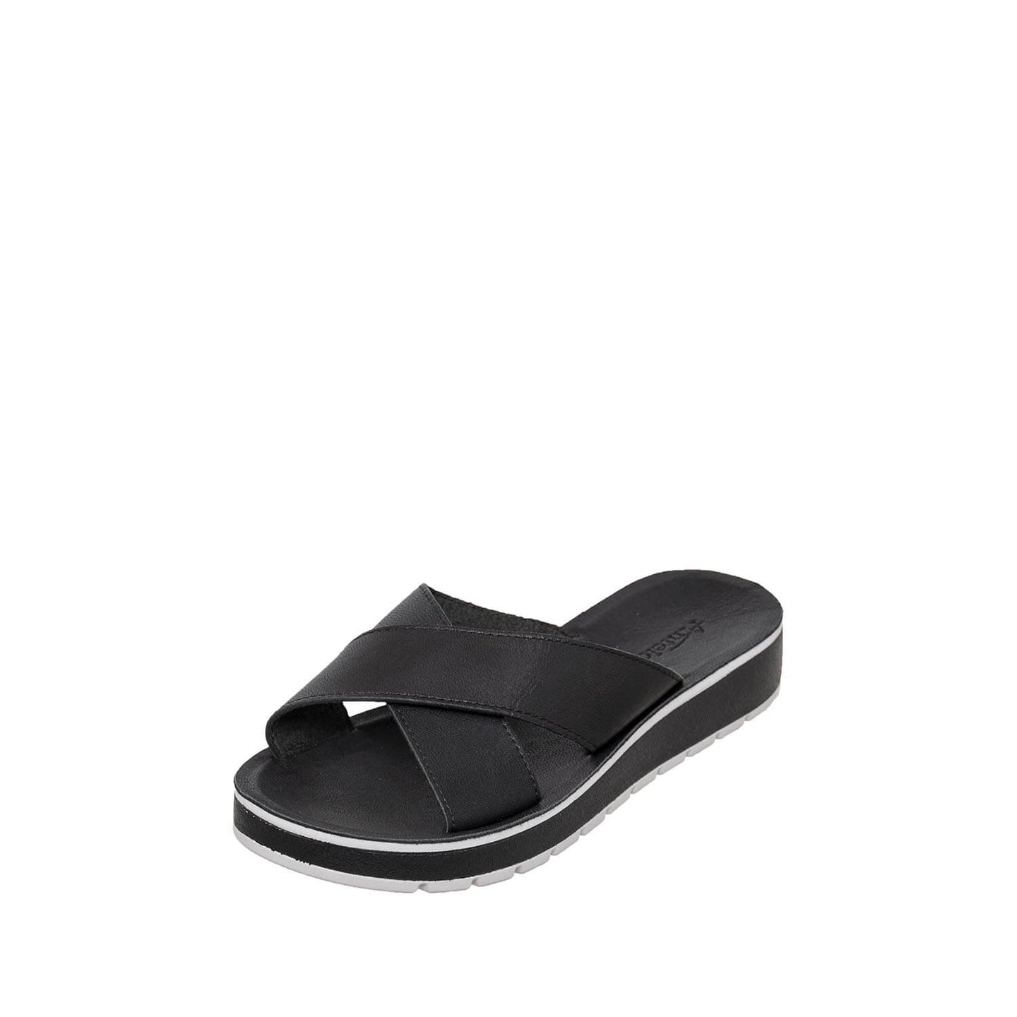 Black S48 Finola Comfortable Summer Flat Sandals